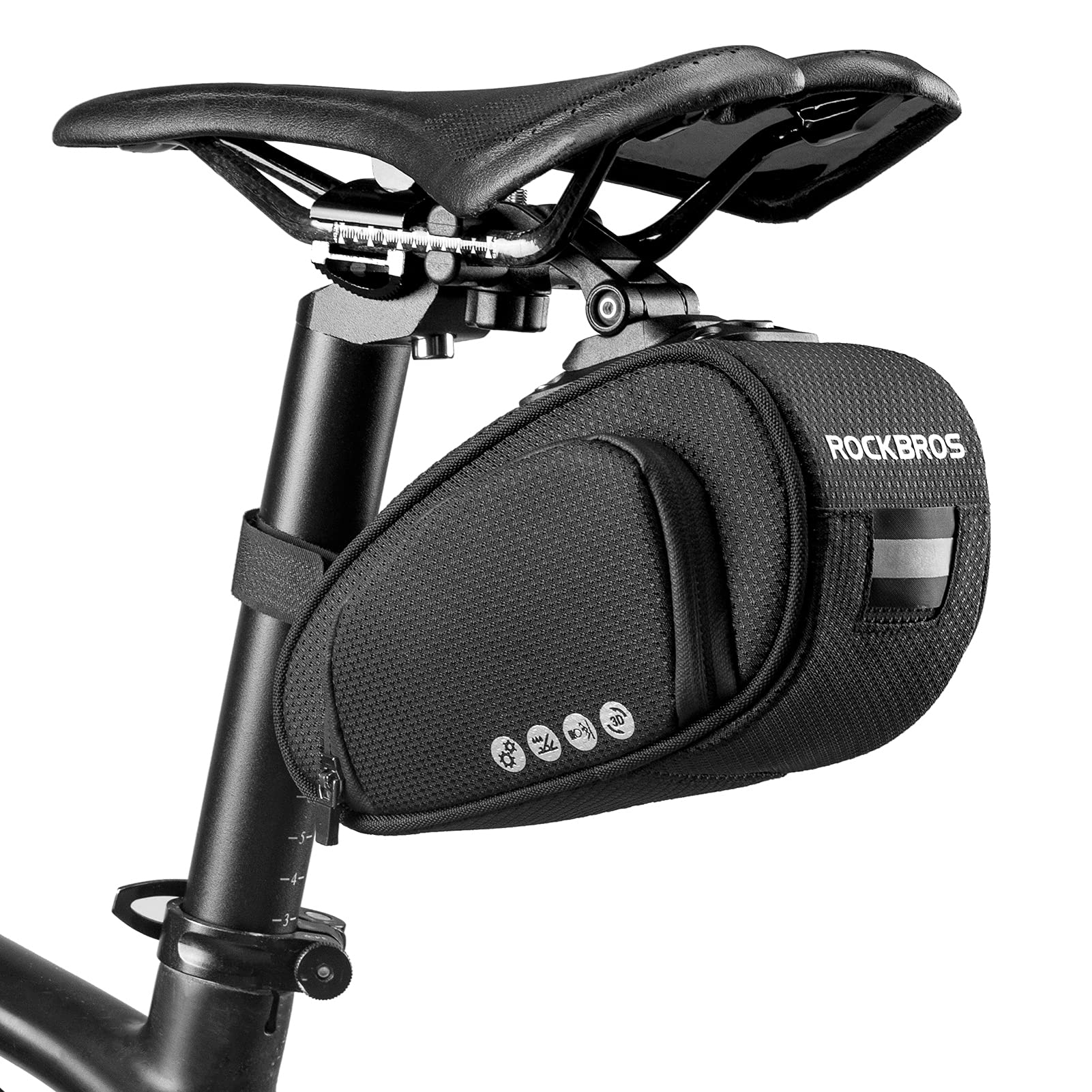 ROCKBROS Bike Saddle Bag Under Seat with Adjustable Mounting, Large Storage Pouch - Triathlete Store