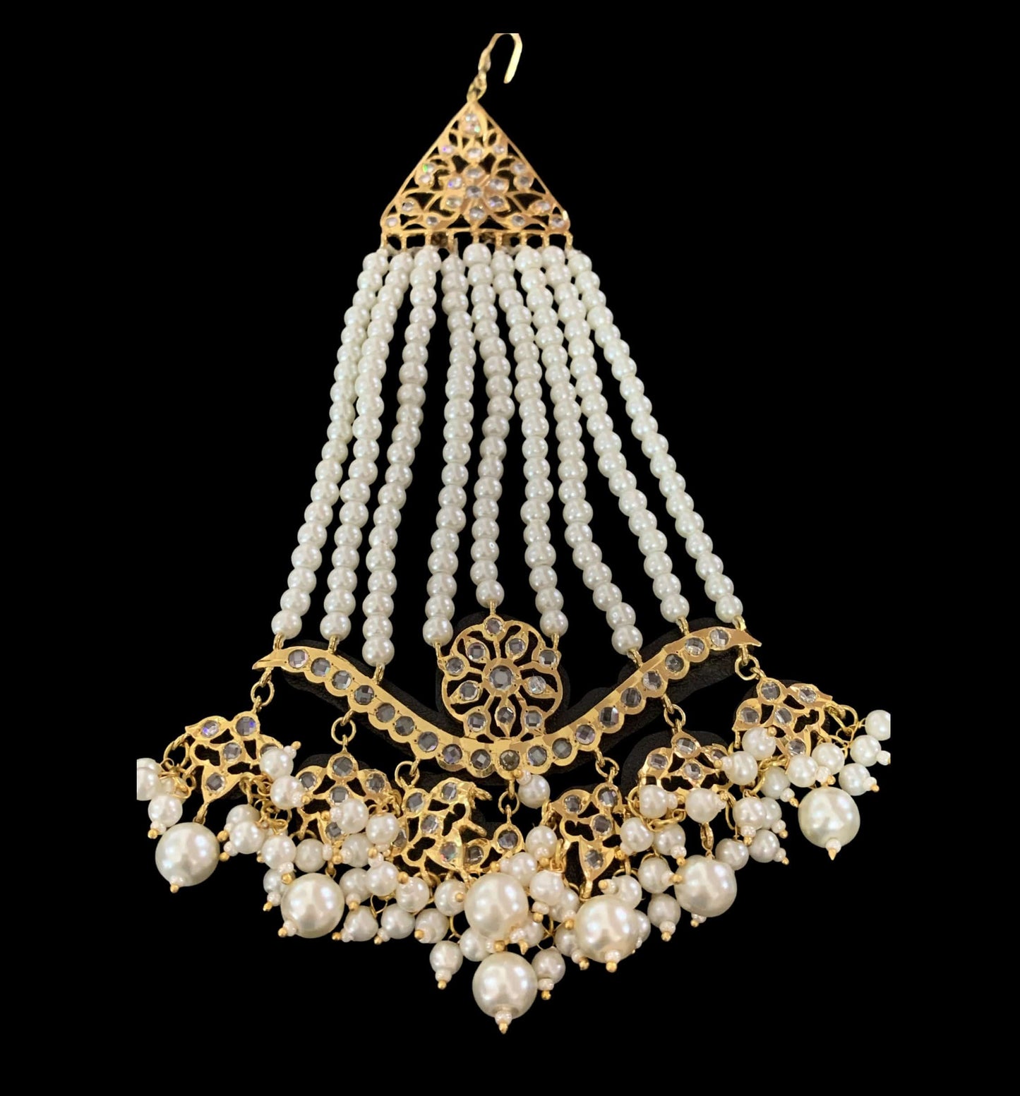 DJHR113 Diya jhoomar in pearls ( SHIPS IN 3 WEEKS  )