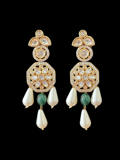 DNS6  short necklace with earrings tika in Polki ( READY TO SHIP )