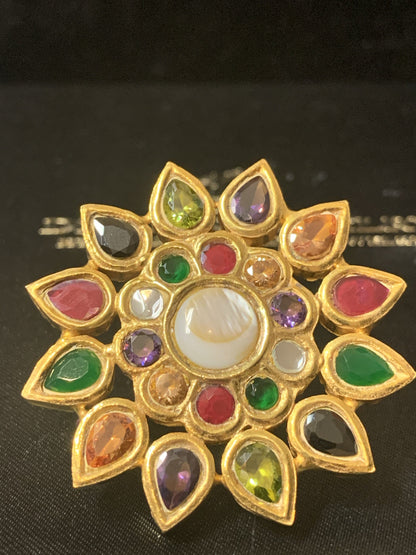 Multicolor Flower kundan ring ( SHIPS IN 3 WEEKS )
