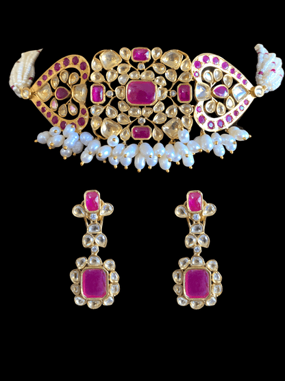 C133 fresh water pearl choker - ruby ( READY TO SHIP)