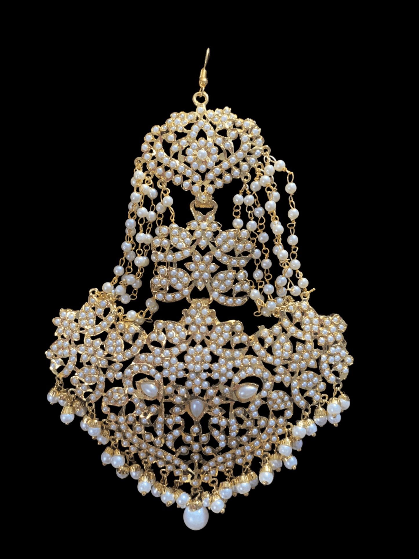 DJHR49 Neeli jadau jhoomar in pearls   ( SHIPS IN 4 WEEKS )