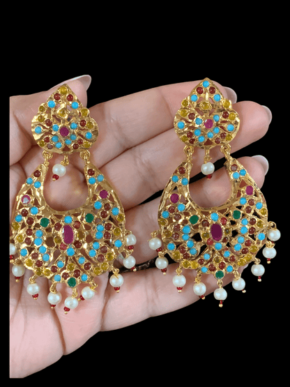 Panchi high quality Hyderabadi chandbali in multicolor  DER33 ( READY TO SHIP)  )