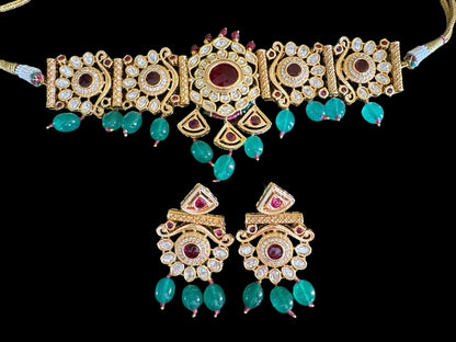 C239 Dania kundan choker set ( READY TO SHIP  )