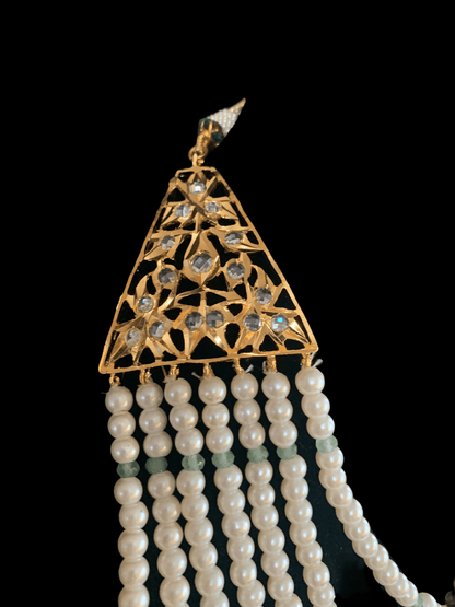 BR61 Insia Jadavi lacha bridal-set in green beads  ( SHIPS IN 4 WEEKS  )