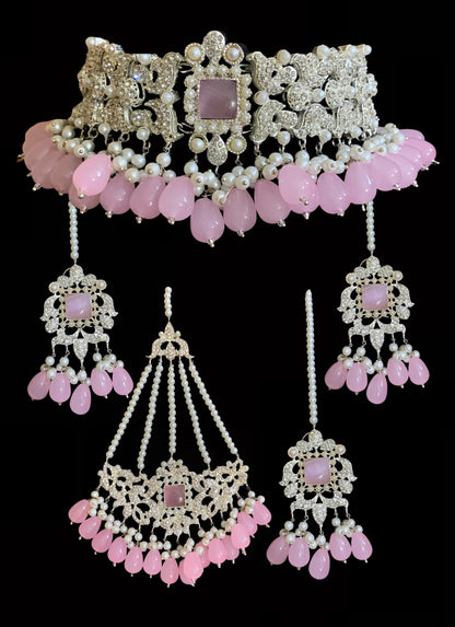 BR10 Anisa zircon bridal set - pink ( SHIPS IN 3 WEEKS  )