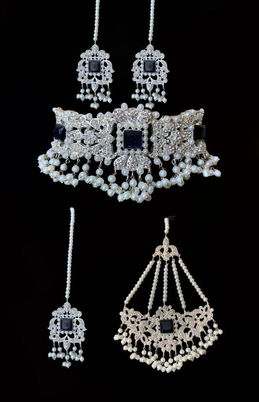 BR14 Anisa pakistani bridal set in sapphire blue (SHIPS IN 2 WEEKS )