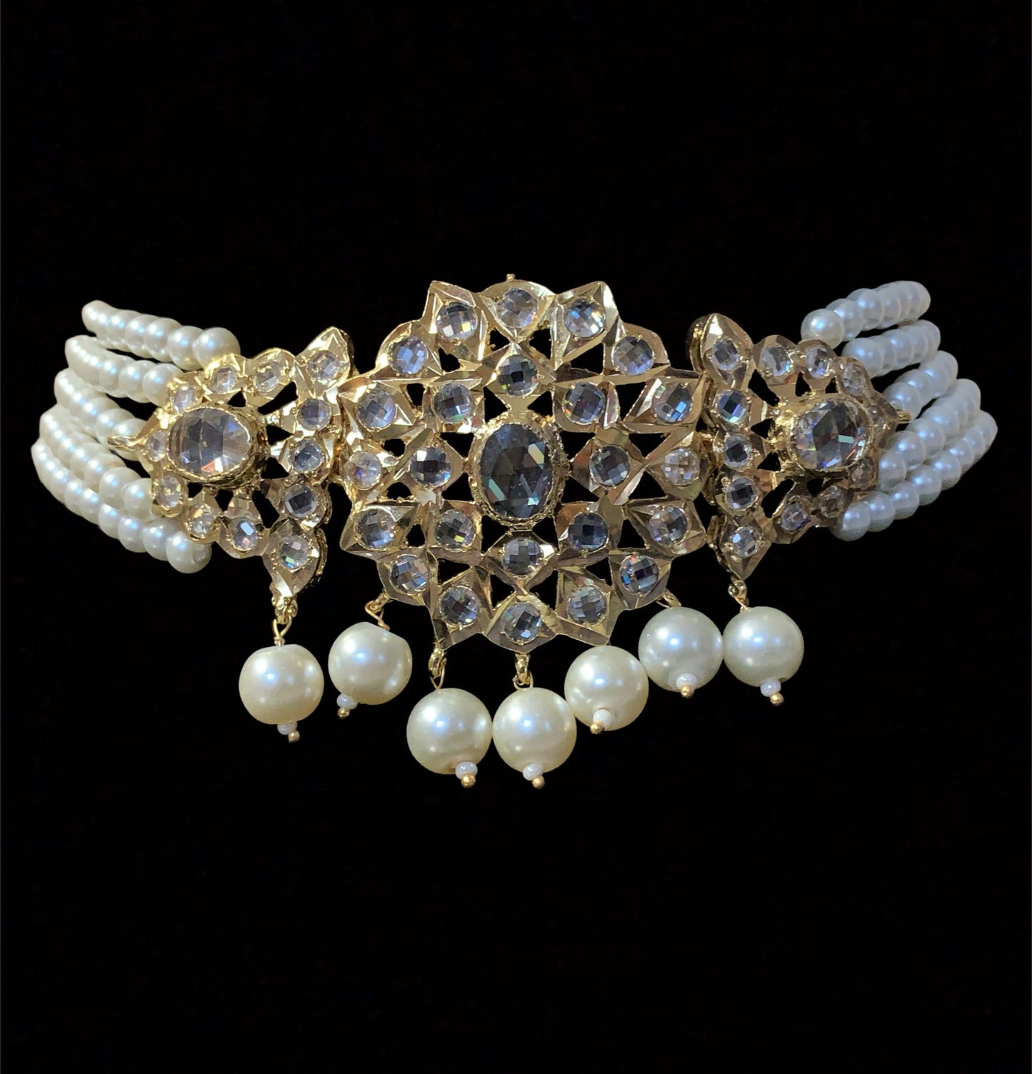 Lekha choker set (shell pearls  )( SHIPS IN 4 WEEKS  )