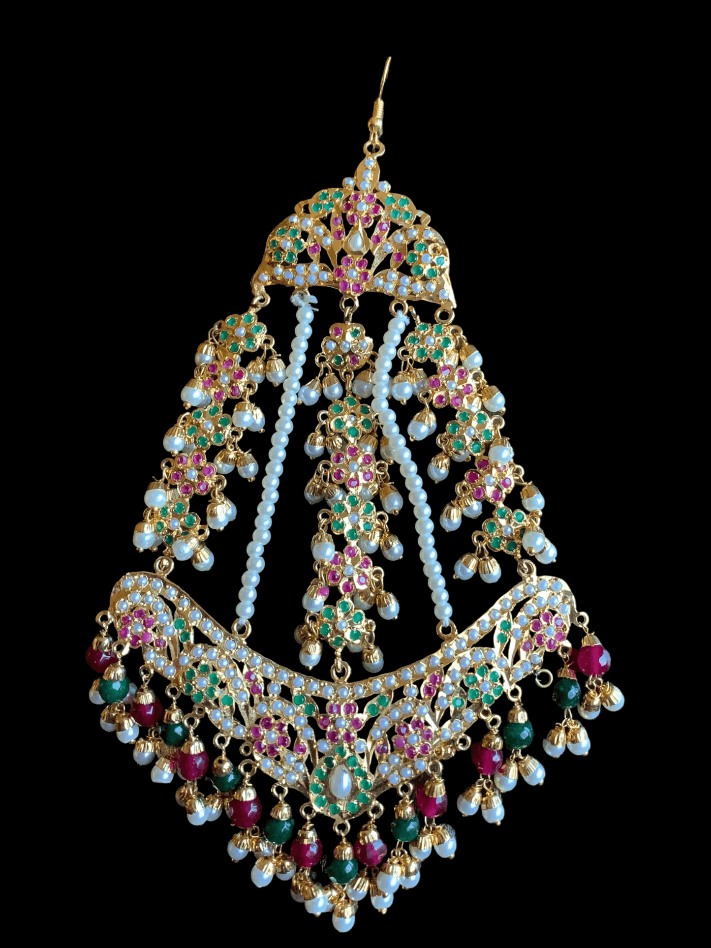 DJHR42 Punjabi jadau jhoomar in ruby emerald  ( READY TO SHIP)