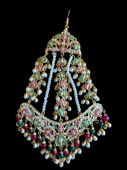 DJHR42 Punjabi jadau jhoomar in ruby emerald  ( READY TO SHIP)