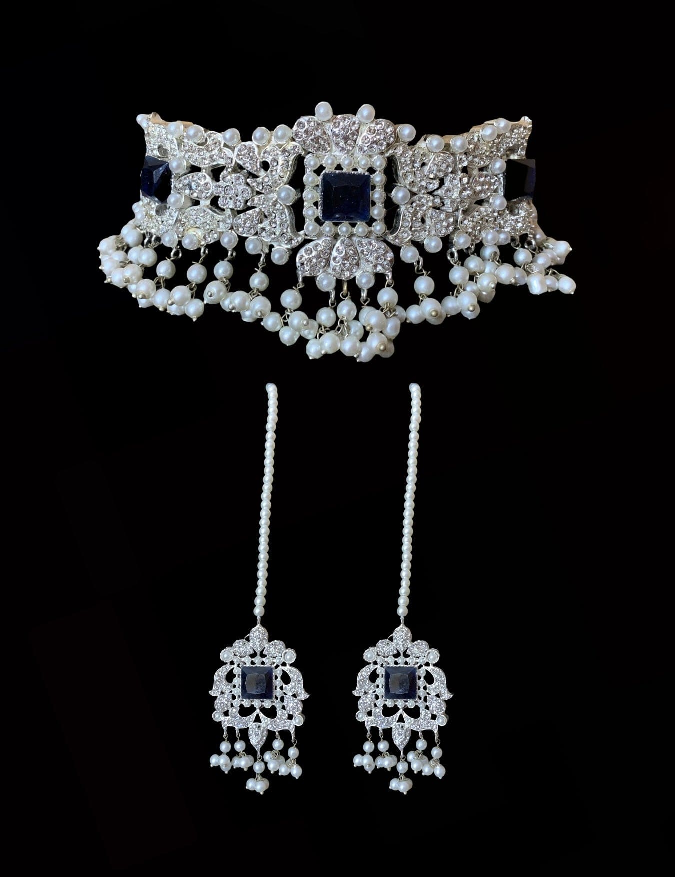 BR14 Anisa pakistani bridal set in sapphire blue (SHIPS IN 2 WEEKS )