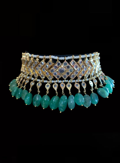 C85 MAHIRA v set in emerald beads ( READY TO SHIP )