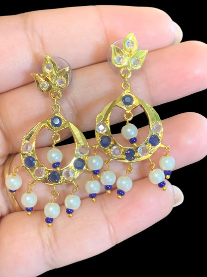 DER405 Neda chandbali in blue  (READY TO SHIP)