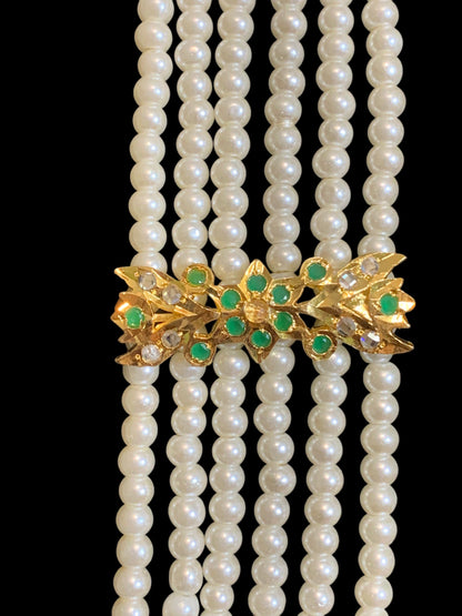 LN168 long Rani haar in pearls and green beads ( READY TO SHIP)