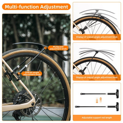 ROCKBROS Adjustable Bike Fenders Set for Road Bikes Easy Install - Triathlete Store