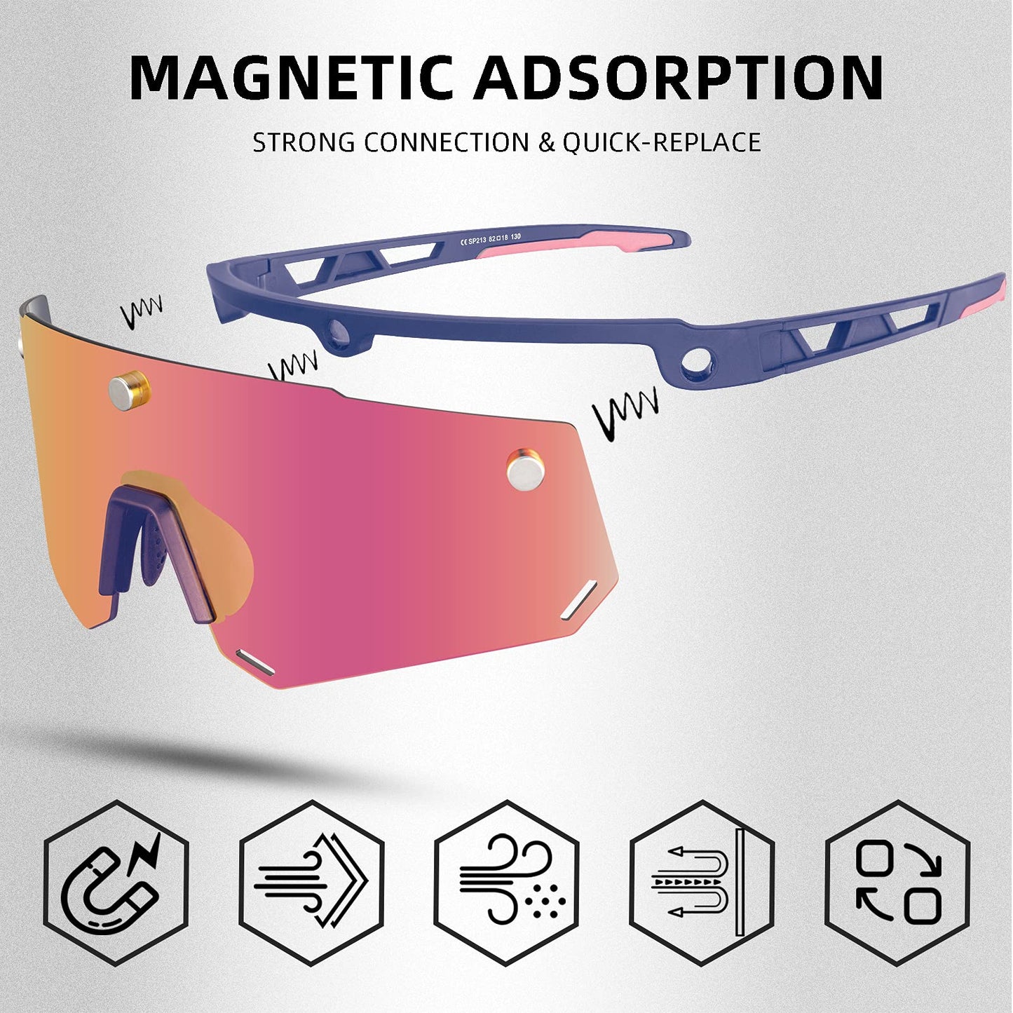 ROCKBROS Cycling Glasses for Men Women Polarized Sunglasses Two Lens for Replace