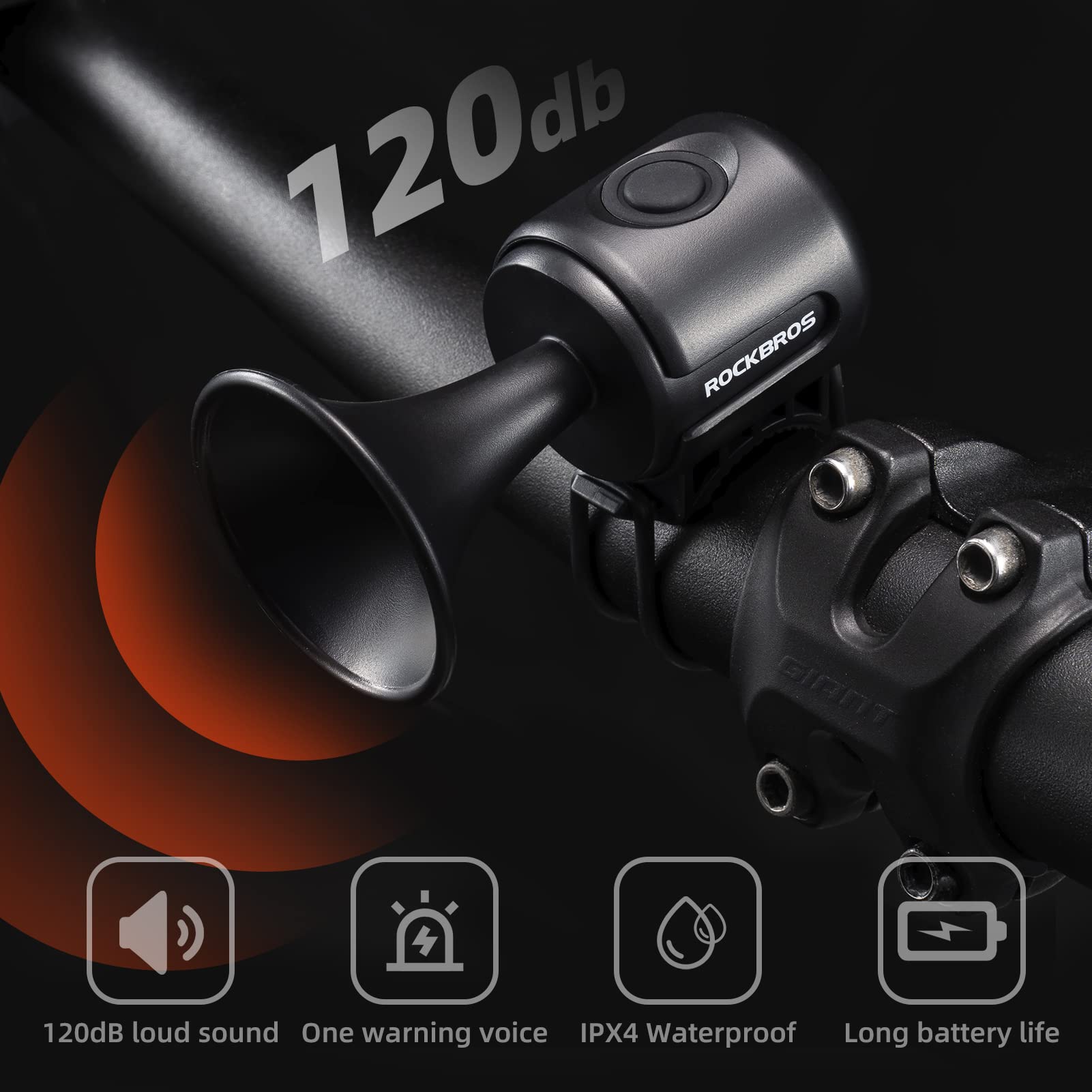 ROCKBROS Bike Bell Electric Bike Horn Waterproof 120dB - Triathlete Store