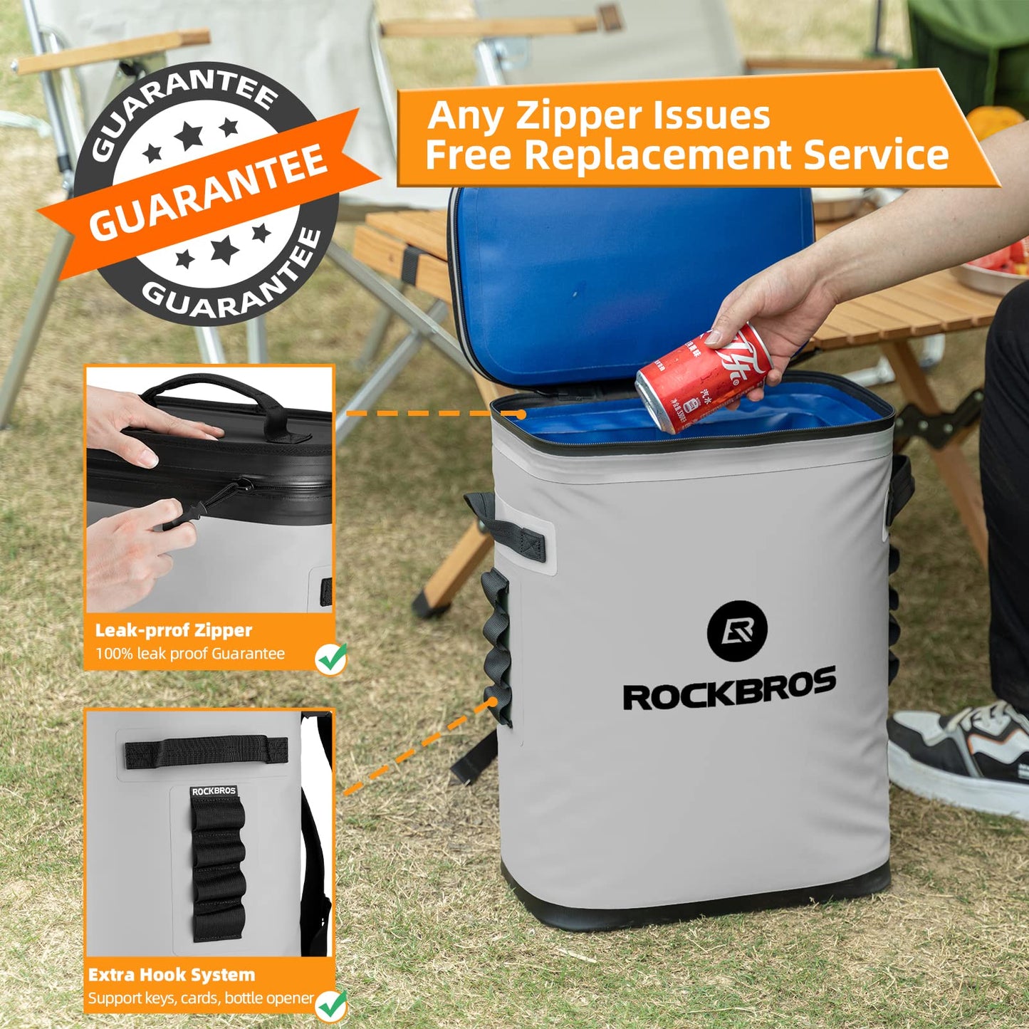 ROCKBROS Soft Cooler Waterproof 36 Can Insulated Leak Proof Soft Backpack
