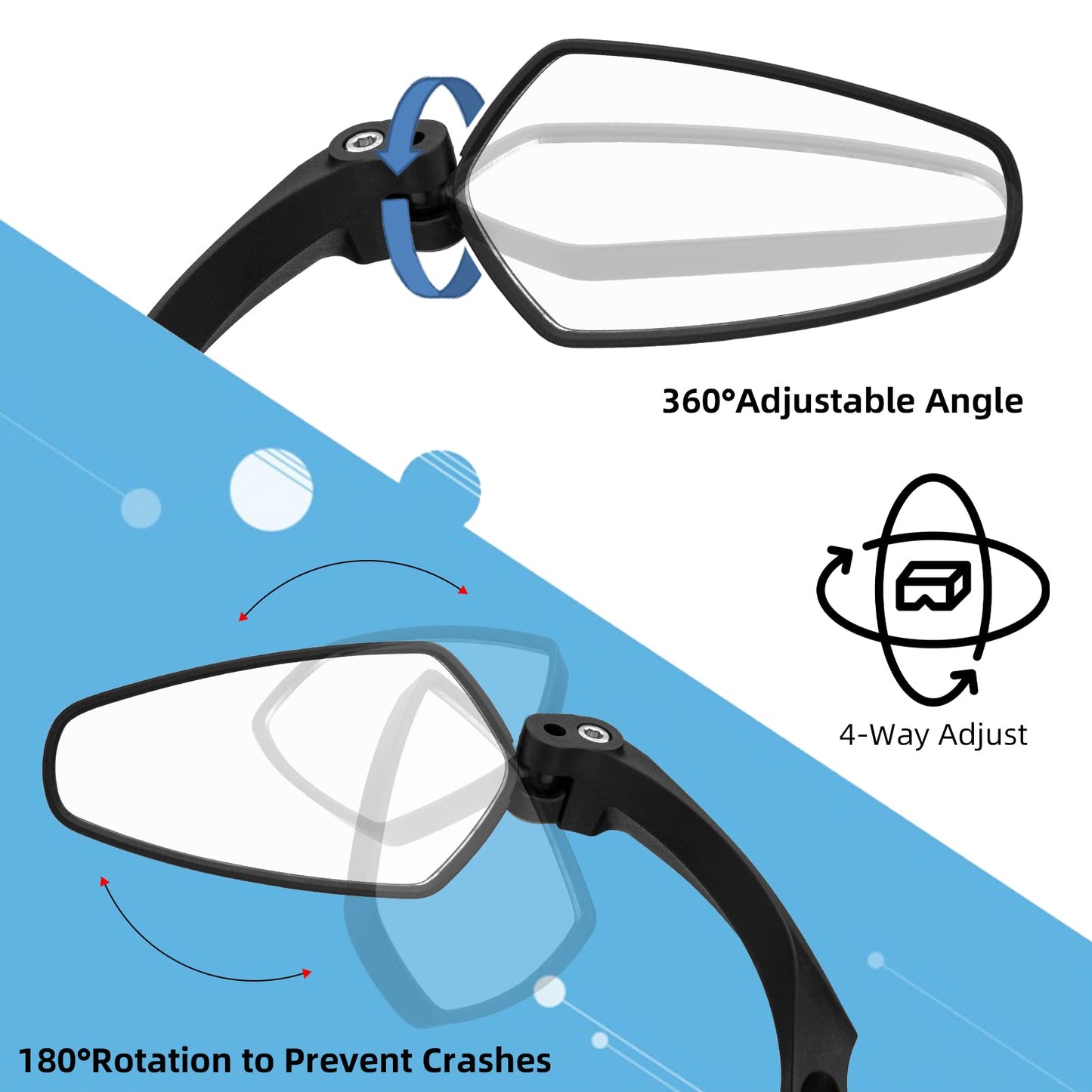 ROCKBROS Bike Handlebar Rear View Mirror with HD Anti-Glare Glass