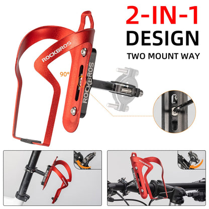 ROCKBROS 2-in-1 Bike Cup Holder Adjustable Bottle Cage for Handlebars & Seat Post