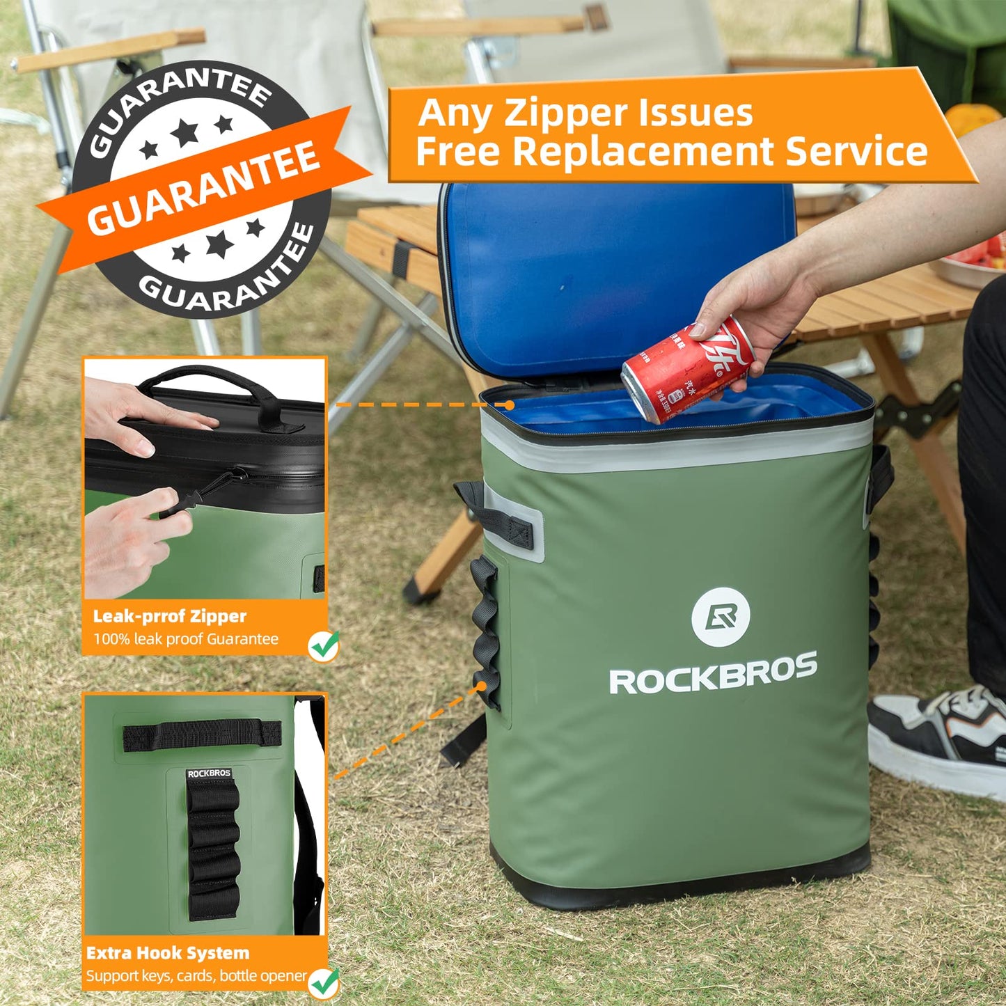 ROCKBROS Soft Cooler Waterproof 36 Can Insulated Leak Proof Soft Backpack