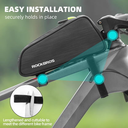 ROCKBROS Top Tube Bike Bag Bike Frame Bag Pouch Pack Cycling Accessories Fit 6.5”