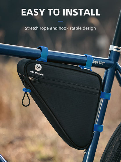 ROCKBROS Reflective Bike Frame Bag with Mesh Side Pockets, 1.5L