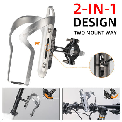 ROCKBROS 2-in-1 Bike Cup Holder Adjustable Bottle Cage for Handlebars & Seat Post