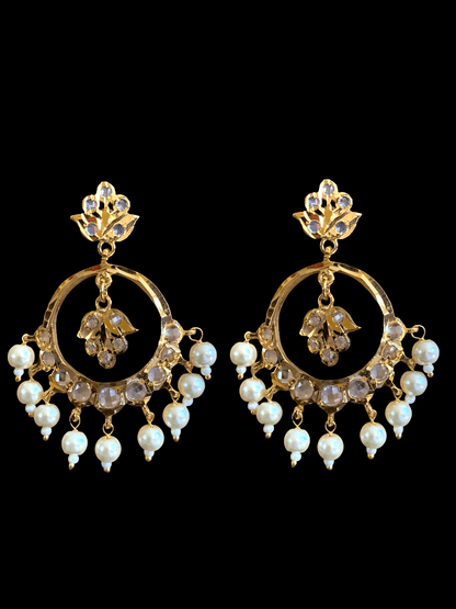 DER566 Nida medium sized Chandbali in pearls (READY TO SHIP)