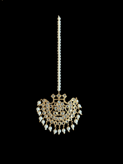 Saha chandbali tika in shell pearls ( SHIPS IN 4 WEEKS  )
