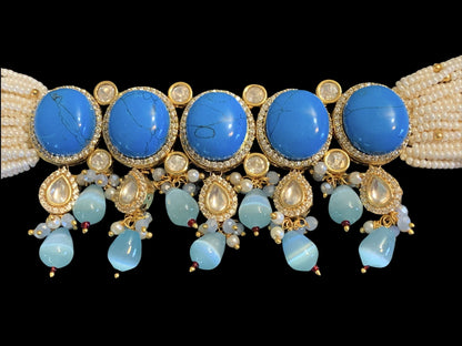 Turquoise with polki choker ( READY TO SHIP )