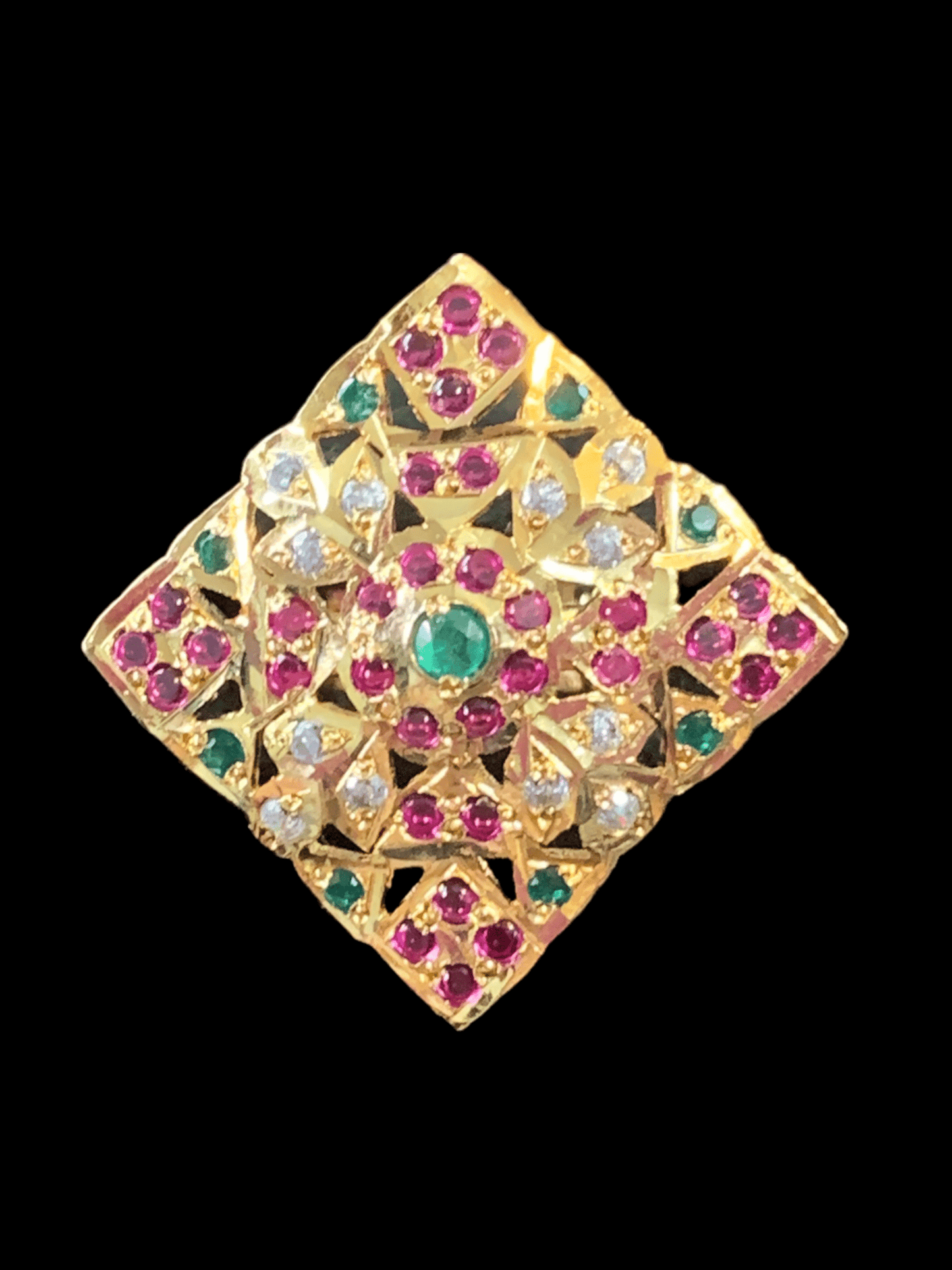 Ruby emerald gold plated silver ring (READY TO SHIP )