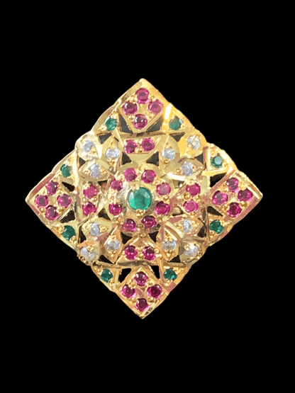 Ruby emerald gold plated silver ring (READY TO SHIP )