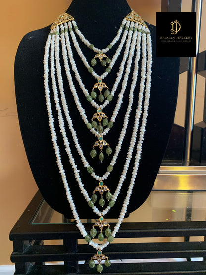 INSIA BRIDAL SET IN EMERALDS WITH FRESH WATER PEARLS ( SHIPS IN 2 WEEKS )
