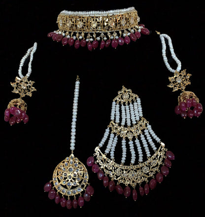 BR111 Insia jadavi lacha set in rubies  ( SHIPS IN 2 WEEKS  )