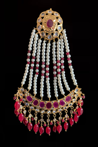 DJHR72 Ruby jhoomar / passa in shell pearls (READY TO SHIP  )