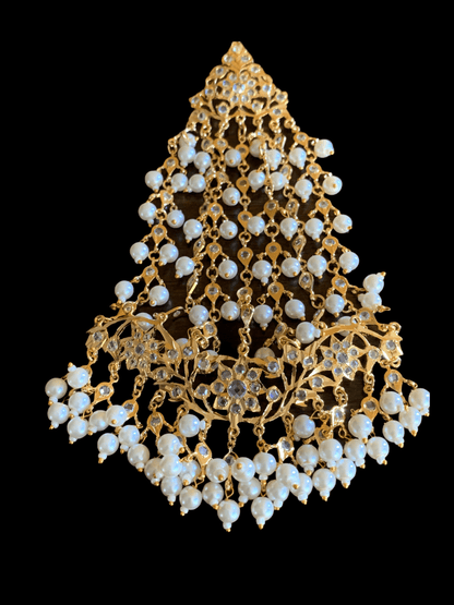 JTK10 Hira jhoomar and tika  in pearls ( SHIPS IN 3 WEEKS )