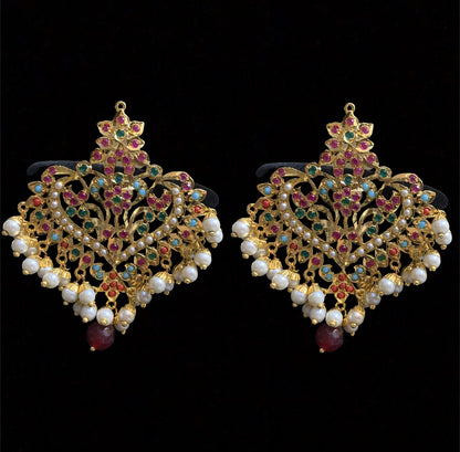 DJET102 Afreen Navratan earrings  tika ( READY TO SHIP  )