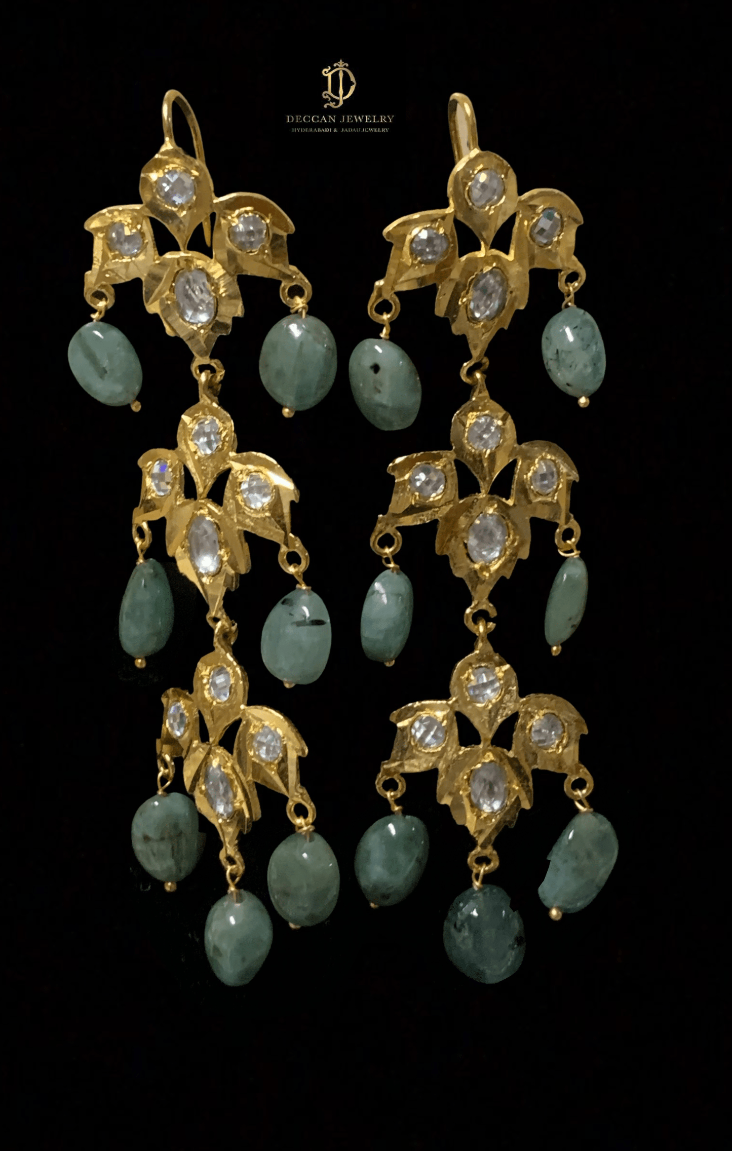 Insia satlada in natural pearls and  emeralds ( SHIPS IN 4 WEEKS  )