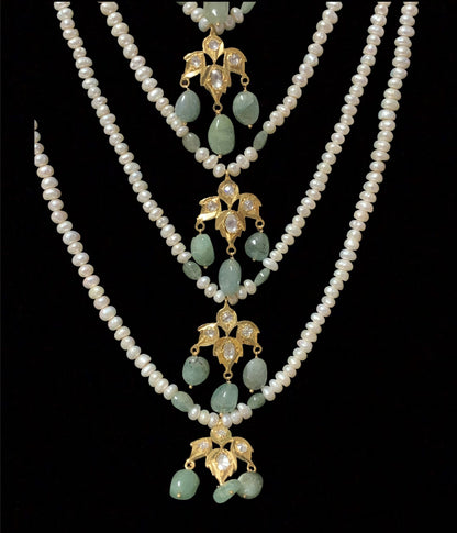 Insia satlada in natural pearls and  emeralds ( SHIPS IN 4 WEEKS  )