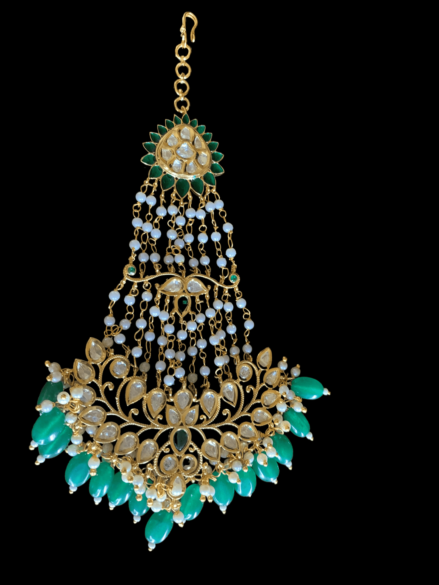 DJHR25  polki jhoomar - Green  ( READY TO SHIP )