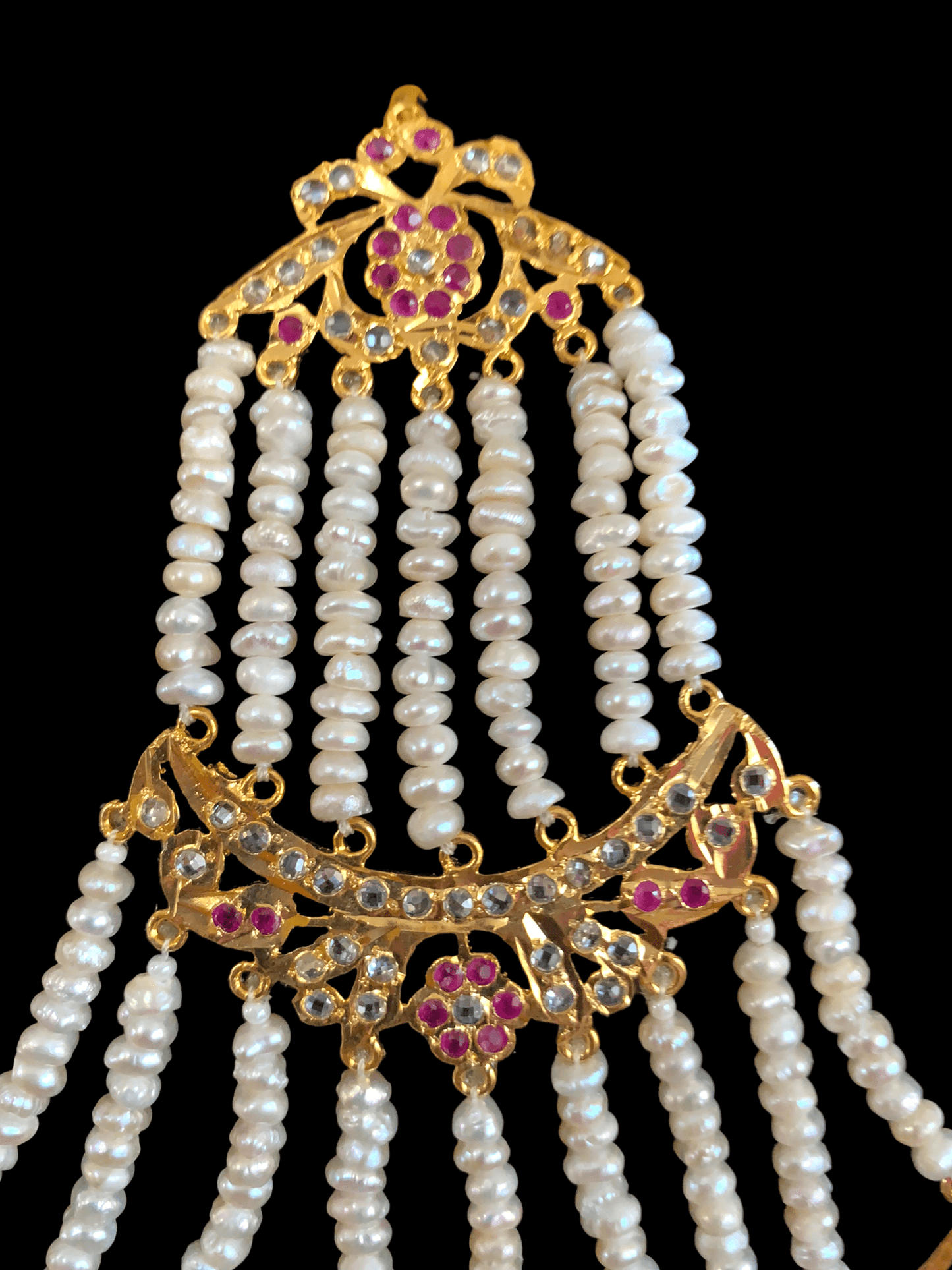DJHR53 Insia jhoomar in fresh water pearls and ruby beads ( READY TO SHIP )
