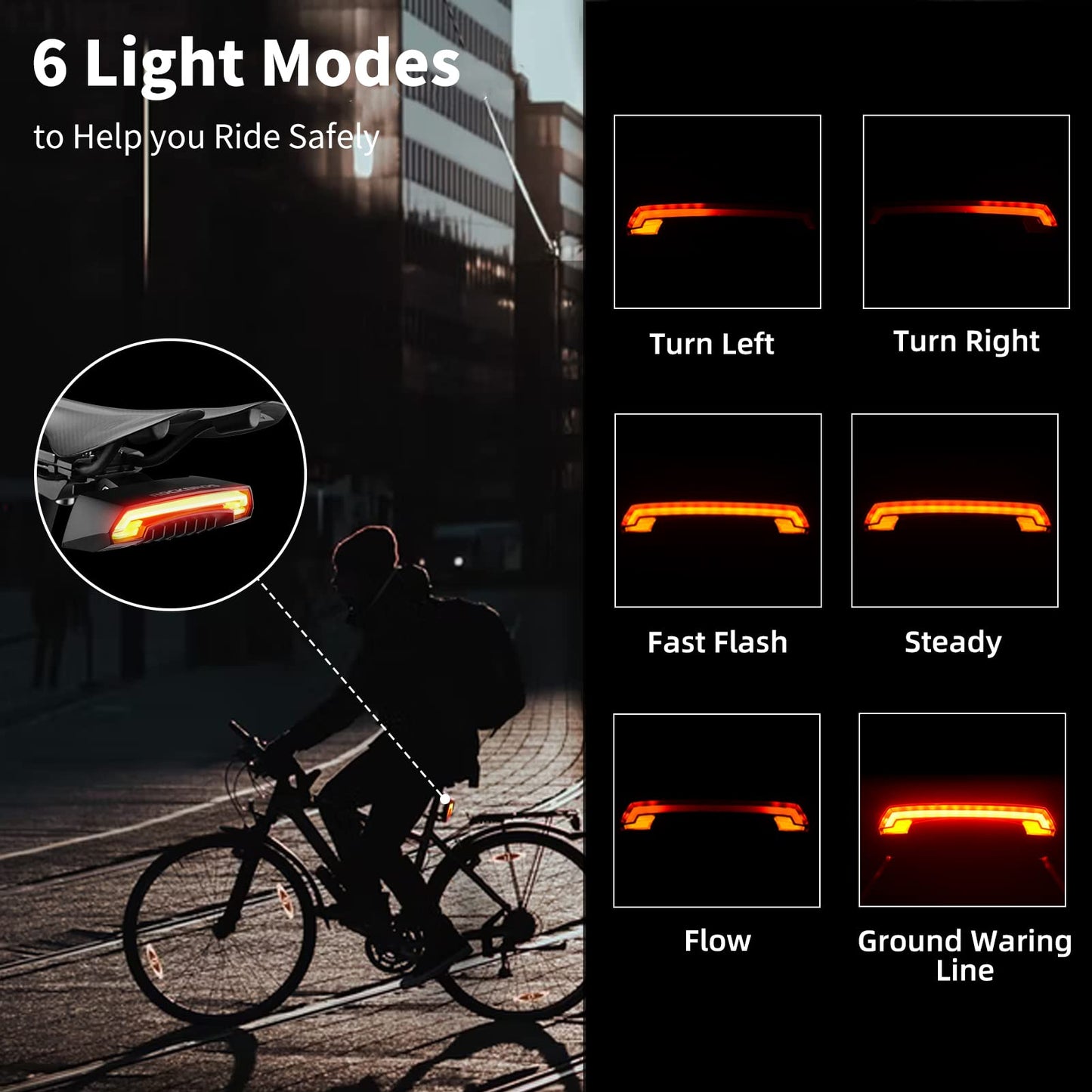 Tail Light with Turn Signals Remote Brake USB