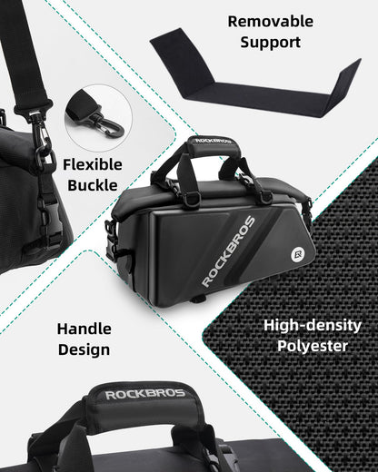 ROCKBROS Bike Trunk Bag Top Expandable Rear Rack Bag, EVA Hard Shell