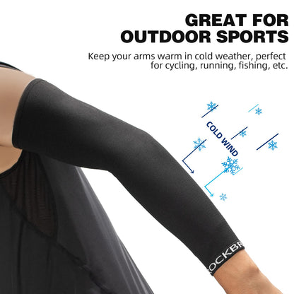 ROCKBROS Cycling Arm Warmers for Men and Women Thermal Knit Arm Sleeves for Running Football Driving