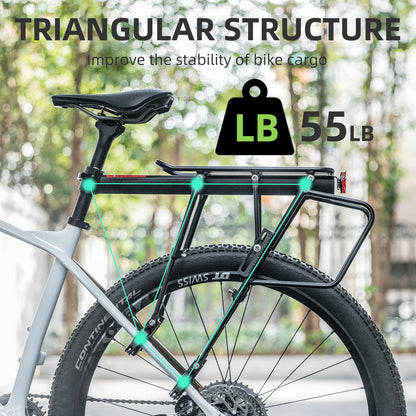 ROCKBROS Quick Release Rear Bike Cargo Rack, 55LB Capacity for 26”-29” MTB  E-Bikes