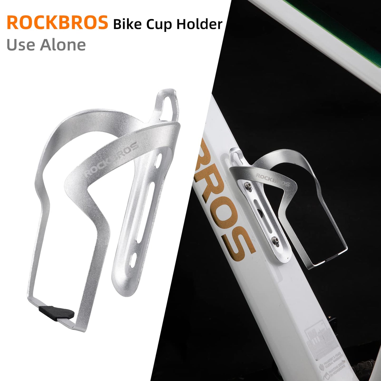 ROCKBROS 2-in-1 Bike Cup Holder Adjustable Bottle Cage for Handlebars & Seat Post