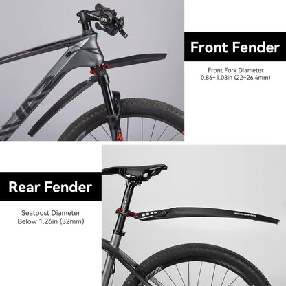 ROCKBROS Adjustable MTB Mud Guards Front & Rear Splash Guard - Triathlete Store