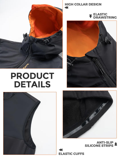 ROCKBROS Men's Winter Cycling Vest, Fleece-Lined, Windproof, Warm Sleeveless Jacket