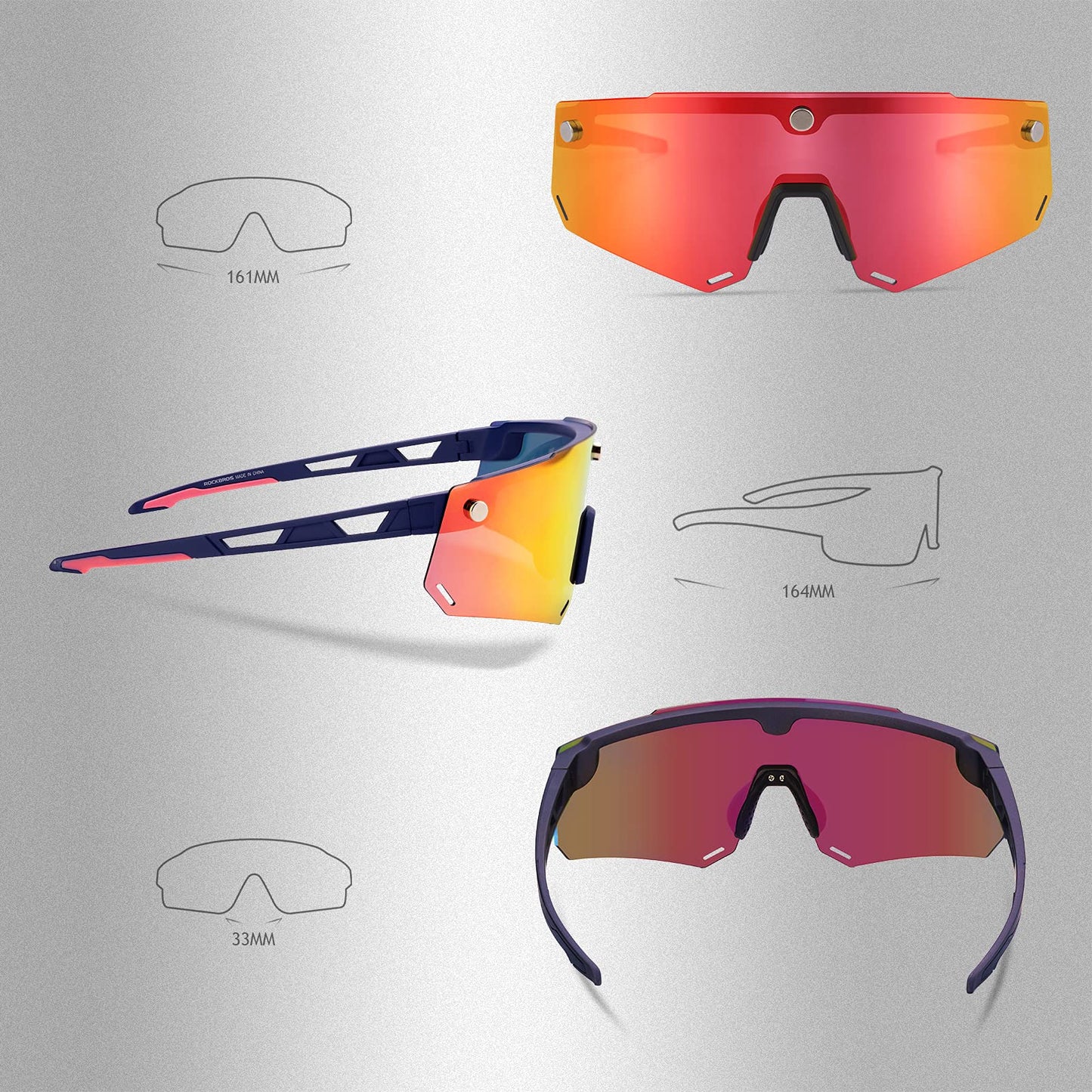 ROCKBROS Cycling Glasses for Men Women Polarized Sunglasses Two Lens for Replace